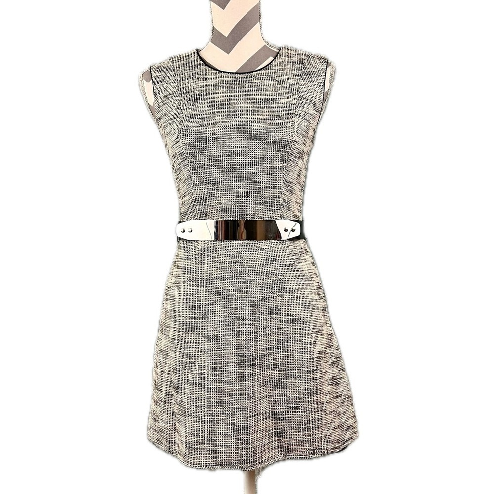 H&M Black & Cream Textured Sleeveless Dress - Size S